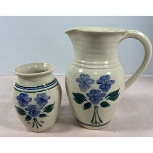 Ceramic Tabletop Bedside Pitcher And Cup Floral Pattern